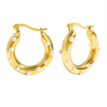 Luxus Glänzende Zirkon Creolen für Frauen Trendy Goldene Edelstahl Mi Ohr Geometrische Kreis Ohrring Schmuck