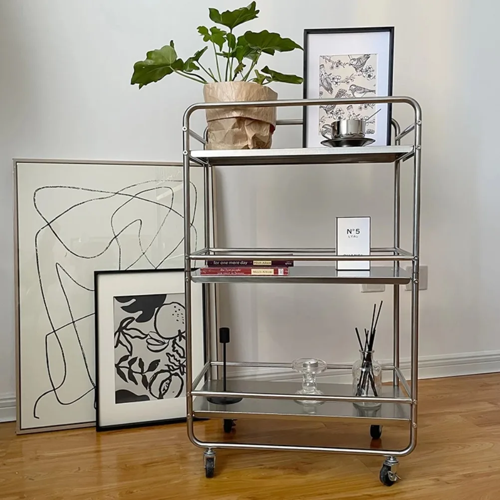 Nordic Edelstahl Beistelltisch Wohnzimmer Mobile Trolley mit – Bild 2
