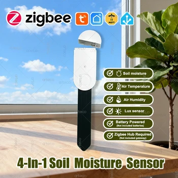 Zigbee Smart Bodenfeuchtigkeitssensor, Beleuchtungsstärke Temperatur Feuchtigkeitsdetektor Feuchtigkeitstester