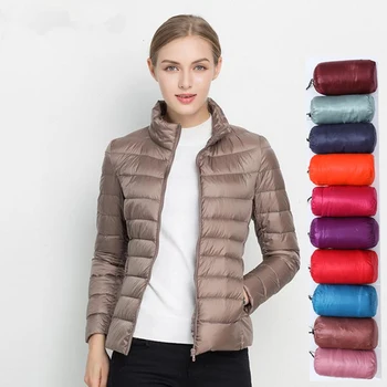 Frauen Frühlings jacke Mode kurze ultraleichte packbare Puffer mäntel 15 Farben weibliche Daunen warme