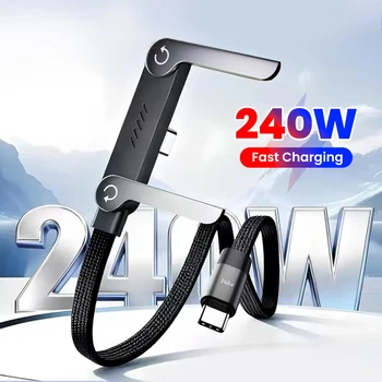240 W 2 in 1 USB C auf USB C Schnellladung faltbare Halterung Datenkabel Typ C Desktop-Halter Ladekabel