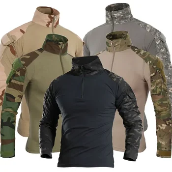 Outdoor Taktische Wandern T-Shirts Männer Kampf Militär Armee CP Camouflage Langarm Jagd Klettern Hemd
