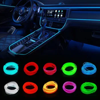 1/2/3/4/5M Auto Innen Led Dekorative Lampe EL Verdrahtung Neon Streifen Für Auto DIY Flexible Umgebungs Licht