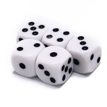 14mm/10mm 6-seitige Trinkwürfel Weiße Würfel Runde Ecke Punkt Würfel Set Acryl Spiel Zubehör (5 Stück)