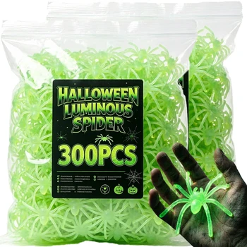 Leuchtende Halloween-Spinne, im Dunkeln leuchtende künstliche Spinnen, gruselige Trick-Requisite