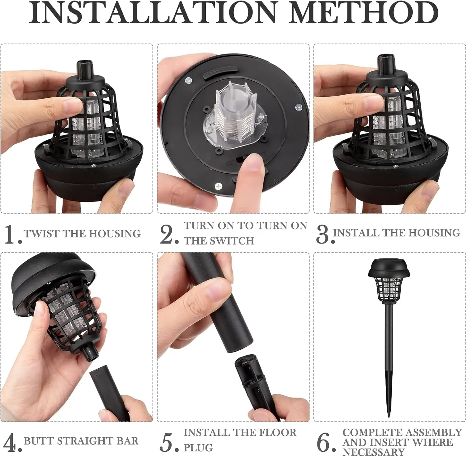 4 stücke Solar Moskito Mörder Lampen 2 in 1 Bug Zapper Hause – Bild 5