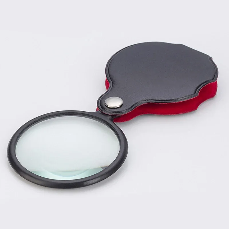 50/60mm Mini Lupe 8X Gefaltete Ledertasche Tragbare Handheld – Bild 2