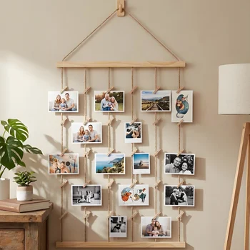Hängende Fotohalterung Bilderrahmen-Collage Wanddekoration Vielseitige Foto-Aufhängevorrichtung Bildwand