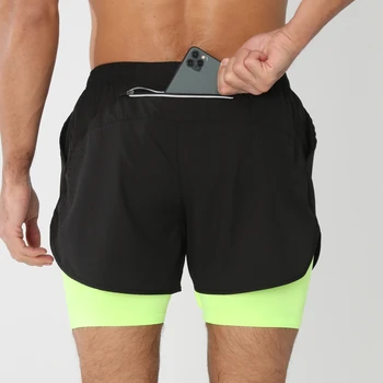Männer Laufhose Gym Sport Shorts 2 In 1 Quick Dry Workout Training Gym Fitness Jogging kurze Hosen Sommer