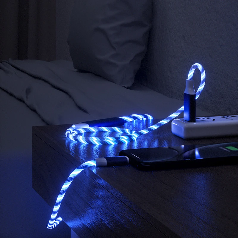 Leuchtendes LED Ladekabel mit Micro-USB, USB-C oder Lightning – Bild 5