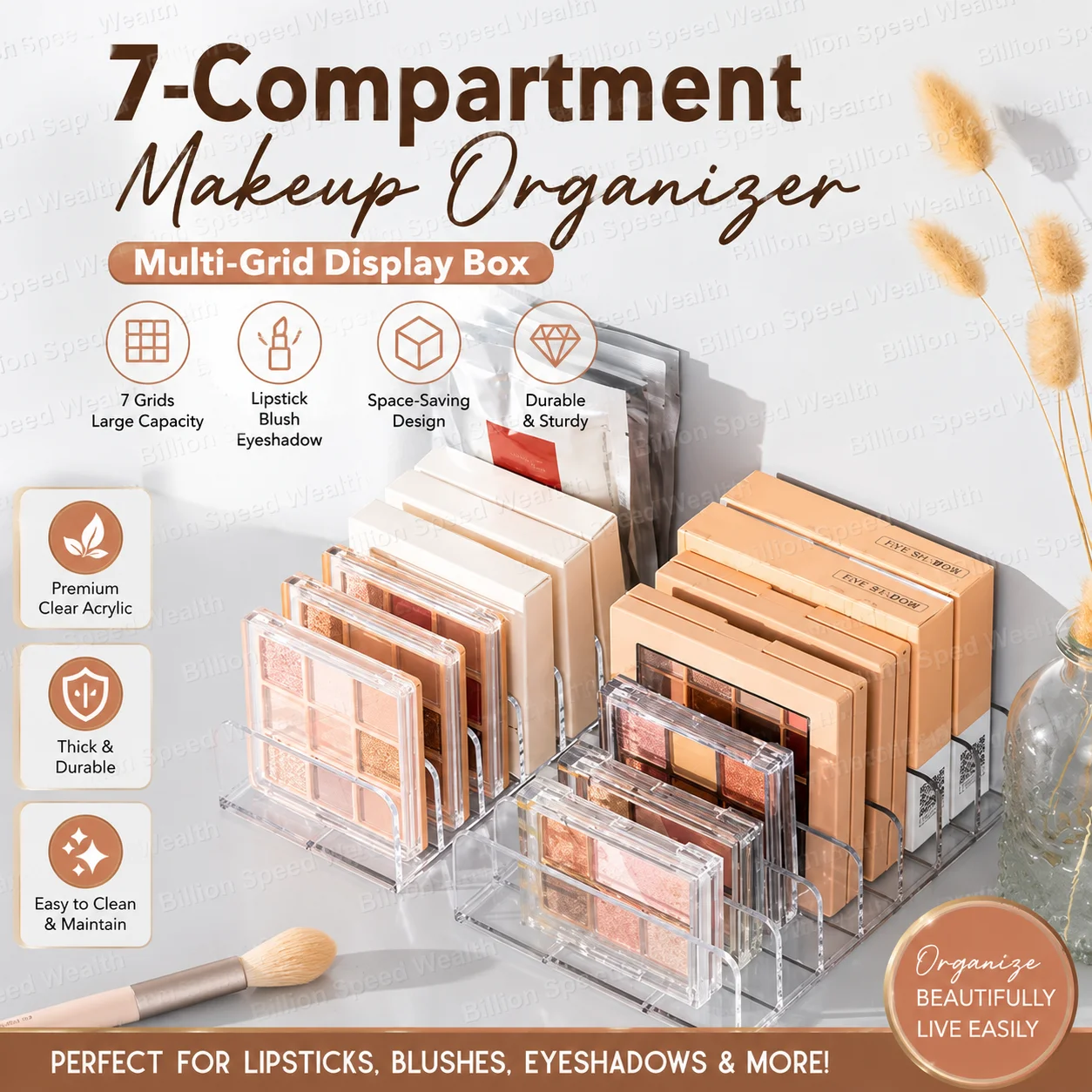Make-up-Organizer-Box, transparentes Aufbewahrungsregal mit 7