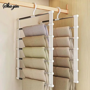 Faltbarer Hosenbügel Mehrschichtige Rutschfeste Clips Platzsparender Schrank-Organizer für Hosen-Aufbewahrung