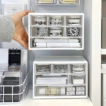 Multifunktionaler Kunststoff-Desktop-Organizer mit großer Kapazität und Schublade für Bürobedarf