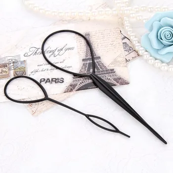 Pferdeschwanzformer aus Kunststoff, schwarze Pferdeschwanz-Clip-Haarspange, Haaraccessoires (2 Stück)