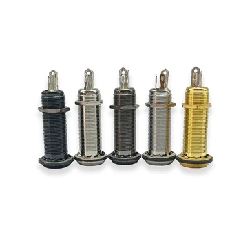 E-Gitarre Bass Teile 6,35mm Stereo Ausgang Eingang 1/4 Zoll Jack Buchse Stecker Messing Gerade Gerippte Rohr