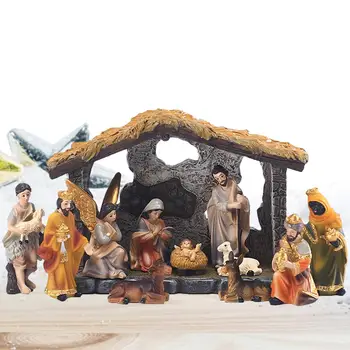 Weihnachtskrippenset Tischkrippenfigur Ornament Harz-Krippenfiguren Festliche Krippenfigur
