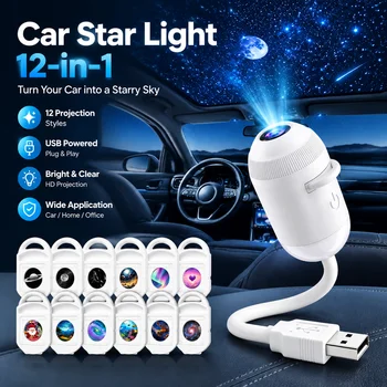 USB-Sternenhimmel-Projektor, einstellbare Winkel-Auto-Ambientebeleuchtung, dekorative Beleuchtung