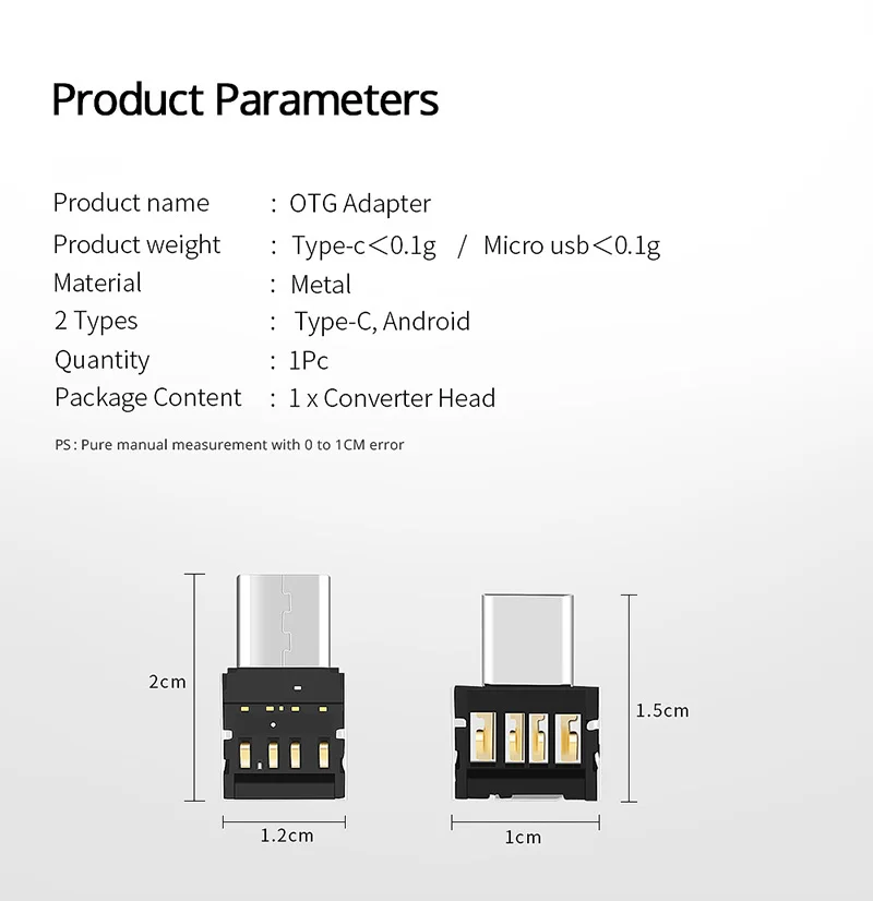 USB-C und Micro-USB auf USB-A OTG-Adapter, 1 oder 5 Stück – Bild 6