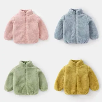 Einfarbig Mode Kinder Plüsch Mantel Herbst Winter Warme Baby Mädchen Junge Casual Jacke Mantel Kinder Kleidung