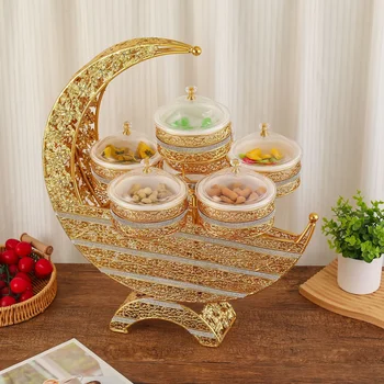 Europäische Luxus-Aufbewahrungsbox mit goldenem Muster, Obstbox, mondförmige Aufbewahrungsboxen mit Deckel