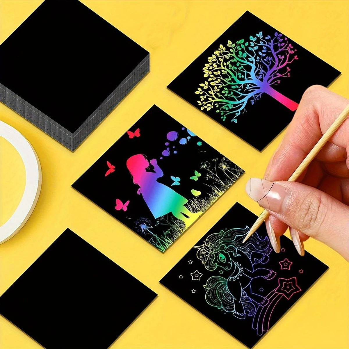 100 Stück Kratzpapier-Kunstset zum Rubbeln von – Bild 3