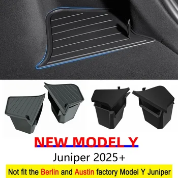 Tesla Model Y Juniper 2025 2026: Kofferraum-Seitenablagebox, Kofferraum-Organizer, beflockte TPE-Matte
