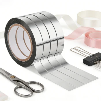 Silbernes metallisches Spiegelband, selbstklebendes dekoratives Kunstband für Wand, Kleiderschrank