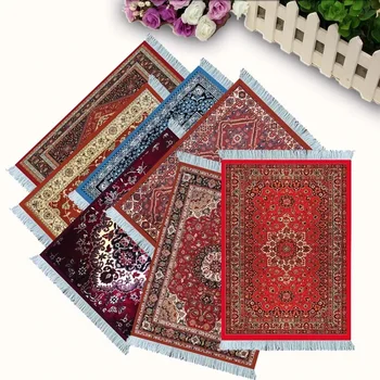 Gewebte Blume Perserteppich kleine Untersetzer Händler billige Mauspad Schreibtischunterlage Retro-Stil Gummi