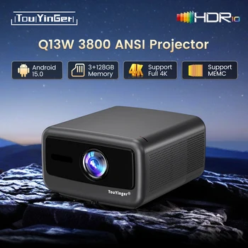 Touyinger Q13W 3800 Ansi Full HD 4K Projektoren Heimkino Video 3G 128G Smart TV Beamer für Filme