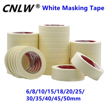 20 m Abdeckband mit niedriger Viskosität, weiß, 6 mm-50 mm, einseitiges Klebeband, selbstklebendes Krepppapier