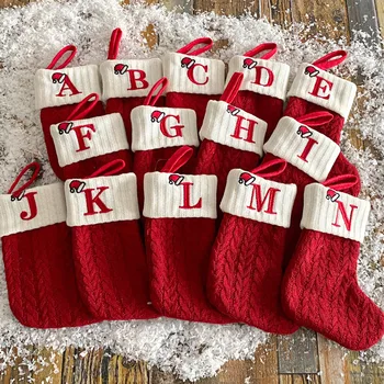 Weihnachts-Alphabet-Stricksocken, Weihnachtsbaumschmuck, Weihnachtsdekorationen für Zuhause, 2025, Noel