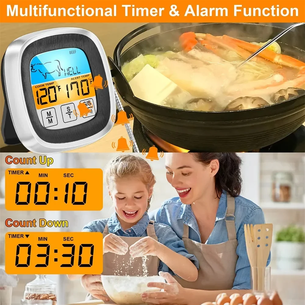 Digitale Küche Thermometer Sonde Touchscreen Fleisch Grill – Bild 3
