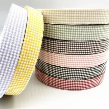 25mm Plaid Baumwolle Band Hochzeit Weihnachten Dekoration DIY Nähen Stoff Handgemachte Schleife Band Blume