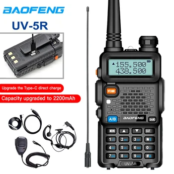 Baofeng UV-5R USB Long Distance Dual Band Ham Amateur Met Vhf Uhf Fm CB 128CH 2200 mAh tragbares Handgerät