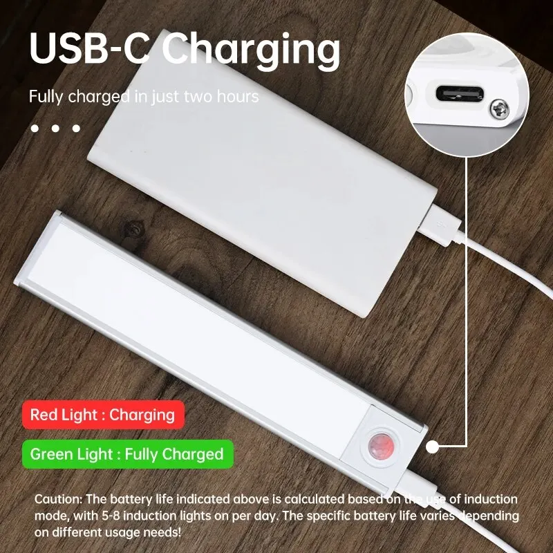 LED Motion Sensor Licht Nachtlicht Wireless USB Unter Schrank – Bild 4