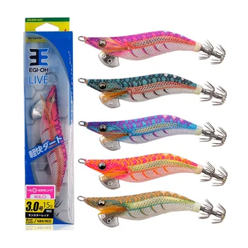 YAMASHITA Holz Garnelen EGI-OH LIVE Lightning Serie UV Reflektierende Tintenfisch Haken Meer Angeln