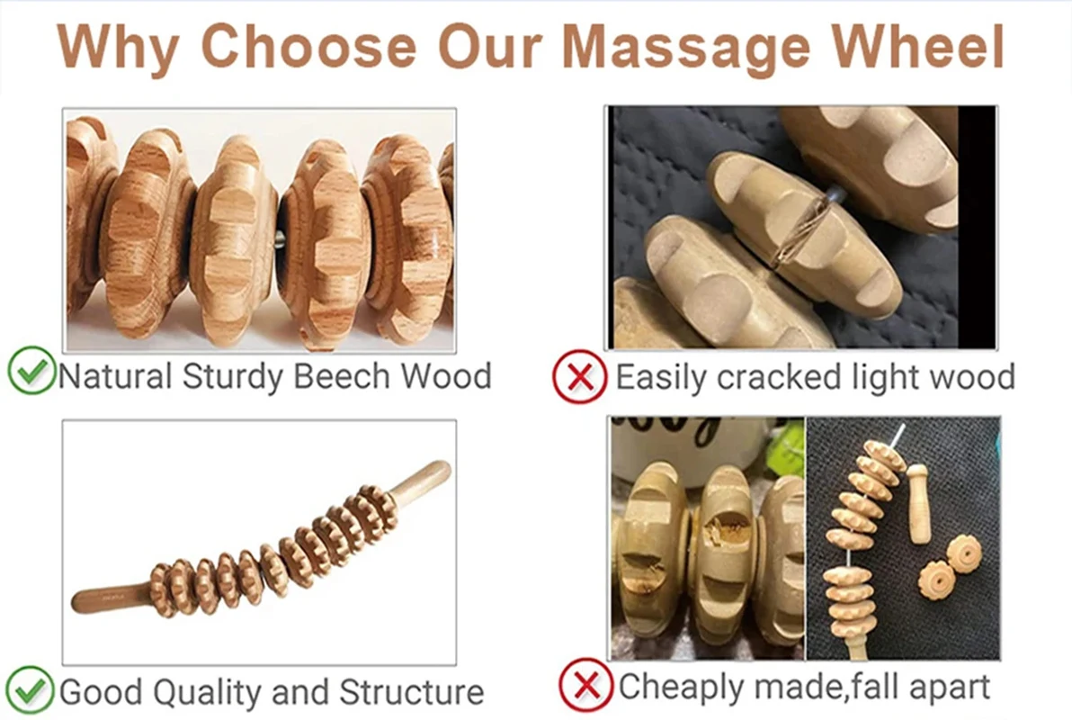 Holz-Rollen-Massagestab, Handgetriebe-Werkzeug – Bild 5
