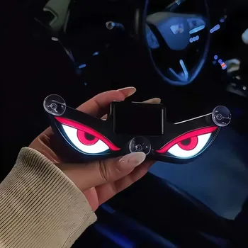 Solarbetriebene Auto-Neonleuchte Kabellose Coole DEMON EYE LED-Ambientebeleuchtung Saugnapf USB-Aufladbare
