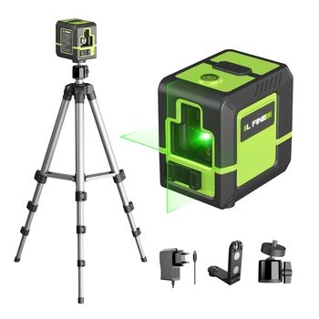 Lfine Laser-Nivelliergerät 2 Linien Kreuzlinien-Grünlaser Horizontal Vertikal Nivel Laser Automatisch 360 °