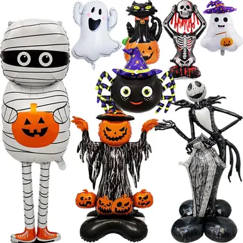 2026 Große Halloween-Aluminiumfolienballons: Fledermaus, Kürbis, Geist, Monster - Aufblasbare sitzende