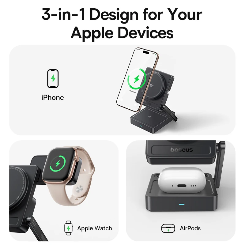 Qi2.2 3-in-1 magnetisches Ladegerät 25 W für iPhone, Apple – Bild 3