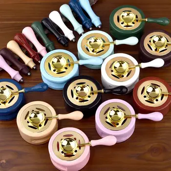 Wachs Dichtung Set Holz Wachs Schmelzen Lack Ofen Mit/Löffel/Griff Wachs perle Schmelzen Heizung Wachs Topf