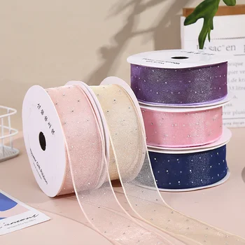Kewgarden 2,5cm/4,0cm 10 Yards Hotfix Kristall-Organza-Band für Handgemachte Schleifen, Haarspangen, Kleidung