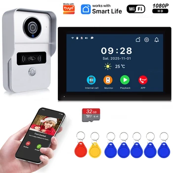 Drahtloses WLAN-Video-Türklingelsystem, 1080P Türkamera, 7-Zoll-Touchscreen, Video-Gegensprechanlage