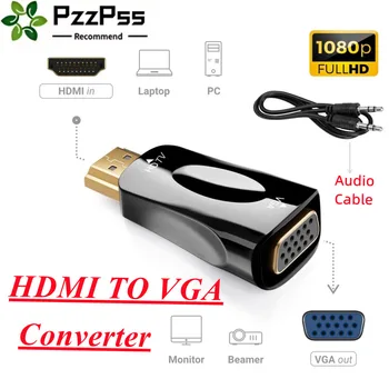 HDMI-kompatibler zu VGA-Kabeladapter Konverter 3,5 mm Audio-Schnittstelle Stecker auf Buchse HD 1080P