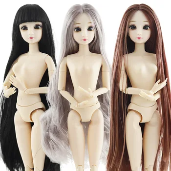 30 cm Modepuppe 1/6 BJD Puppen Körper Make-up 3D Augen Lange Perücke Haar Schöne Prinzessin Baby Mädchen