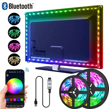 RGB 5050 LED-Streifenlichter App-Steuerung TV-Hintergrundbeleuchtung Flexibles Band USB 5V LED-Licht