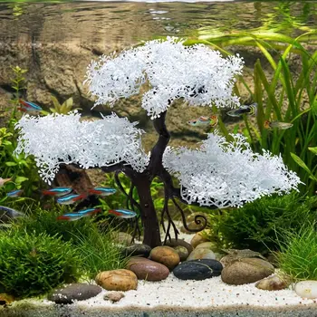 Realistische Aquarium-Kirschblüten-Szenerie, Simulierter Kirschblütenbaum mit Natürlichem Aussehen