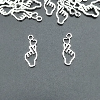 Finger Herz Diy Schmuck Charms Perlen Borahae I Lila Sie Halskette Dekorative Anhänger Geste Hängen Ornament