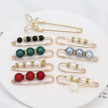 Frauen Neue Nette Imitation Perle Strass Brosche Anti-beleuchtung Rock Taille Pin Mode Schmuck Zubehör